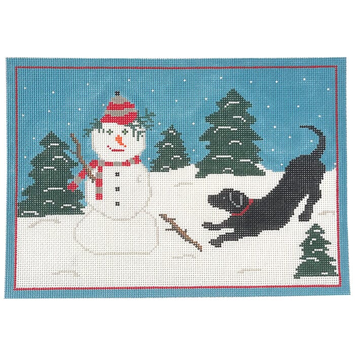 Orvis Snowman with Dog Painted Canvas CBK Needlepoint Collections  - 1