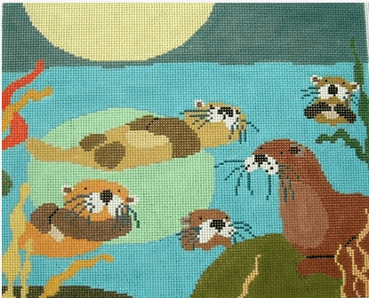 Otter Romp Painted Canvas Birds of a Feather 