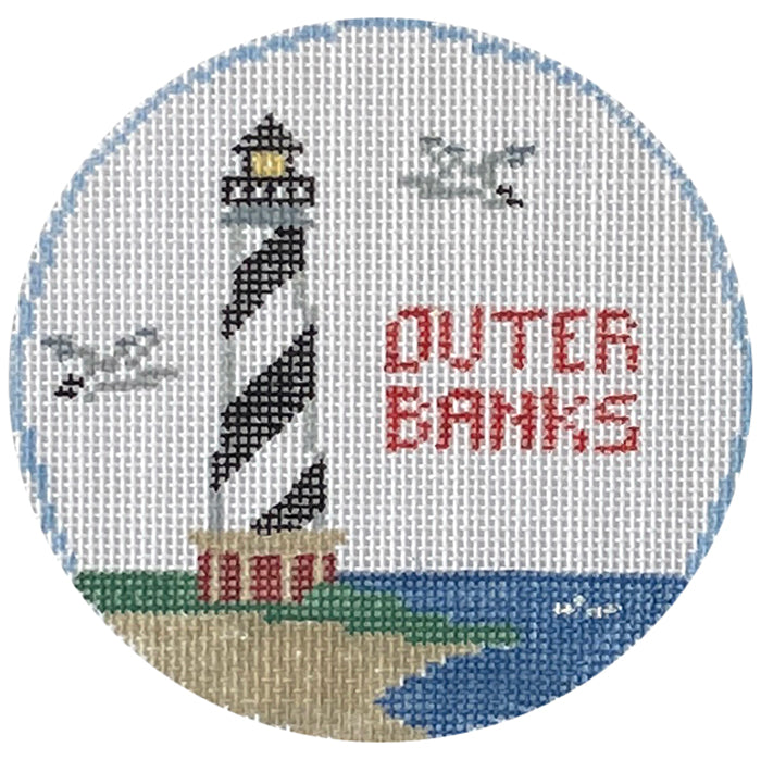Outer Banks Round Painted Canvas Kathy Schenkel Designs  - 1
