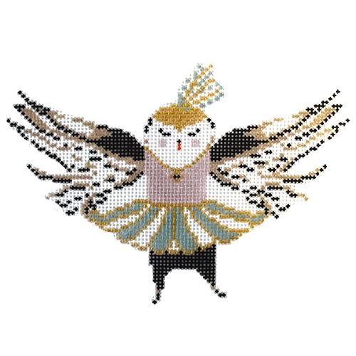 Owl Painted Canvas The Plum Stitchery  - 1