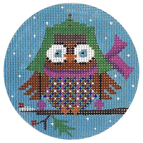 Owl with Green Hat Painted Canvas Alice Peterson Company 