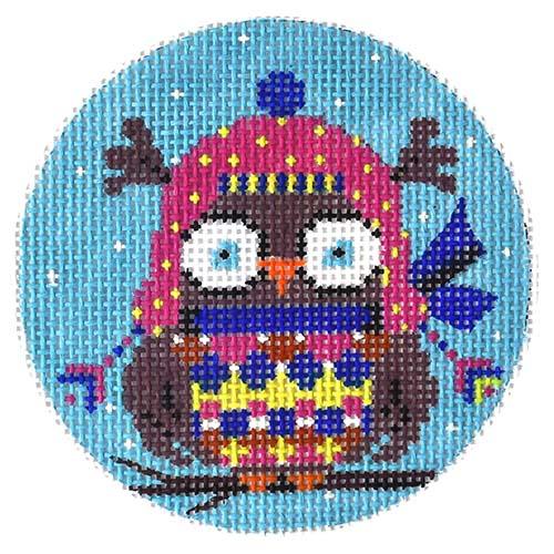 Owl with Pink Hat Painted Canvas Alice Peterson Company 