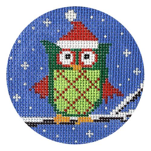 Owl with Red Crisscross Sweater Painted Canvas CBK Needlepoint Collections 