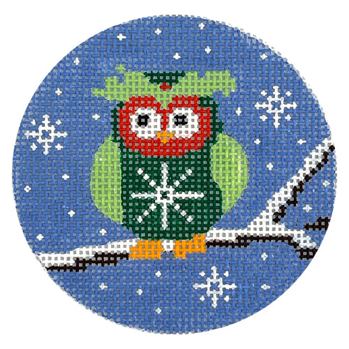 Owl with Snowflake Sweater Painted Canvas CBK Needlepoint Collections 