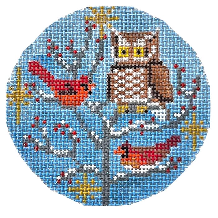 Owls and Cardinals Painted Canvas Alice Peterson Company  - 1
