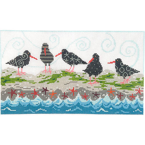Oyster Catchers on Shore Painted Canvas Pippin 