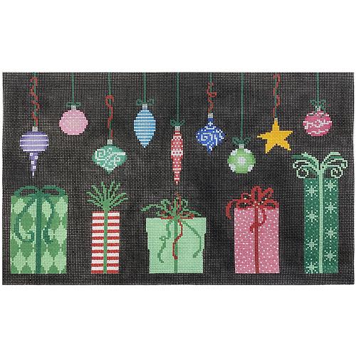 Packages & Ornaments on Black Painted Canvas All About Stitching/The Collection Design 