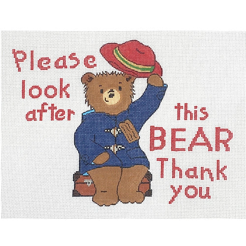 Paddington   Please Look After this Bear Painted Canvas Silver Needle 
