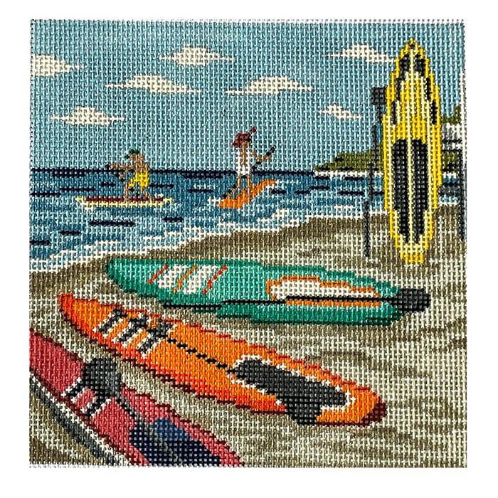 Paddleboarding Fun on 18 Painted Canvas Needle Crossings 