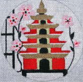 Pagoda Birdhouse Ornament Painted Canvas Melissa Prince Designs  - 1