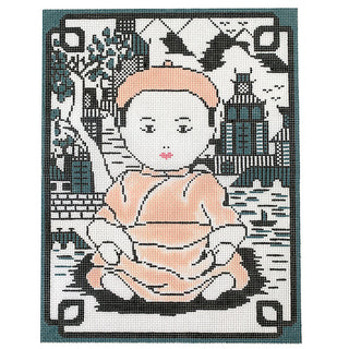 Pagoda Child Painted Canvas Kimberly Ann Needlepoint 
