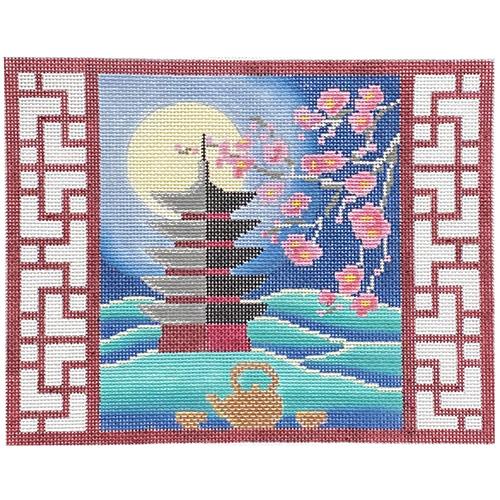 Pagoda Mah Johngg Painted Canvas Alice Peterson Company  - 1