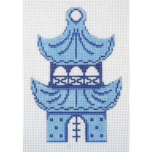 Pagoda Ornament Painted Canvas The Plum Stitchery  - 1