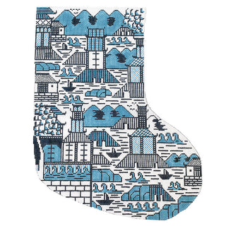 Pagoda Stocking Painted Canvas Kimberly Ann Needlepoint 
