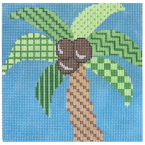 Painted Stitches Palm - Natural Painted Canvas Two Sisters Needlepoint 