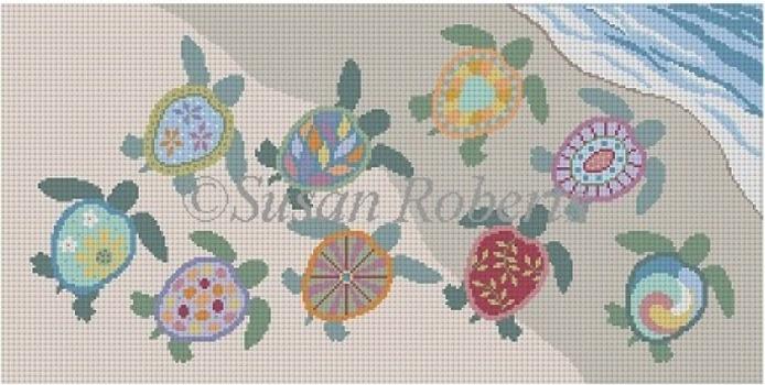 Painted Turtles First Swim on 13 Painted Canvas Susan Roberts Needlepoint Designs, Inc. 
