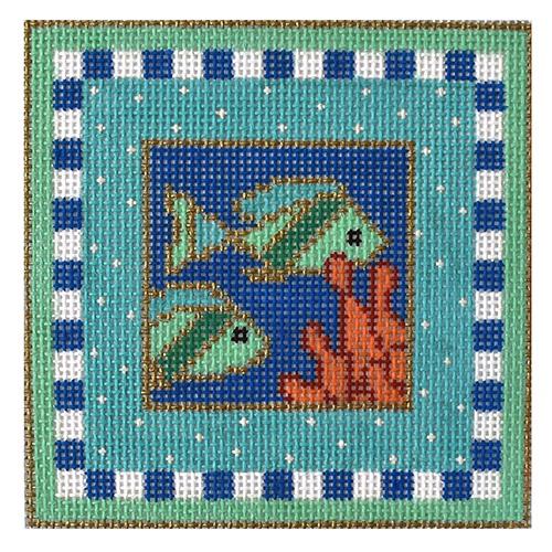 Pair of Fish Painted Canvas Vallerie Needlepoint Gallery  - 1