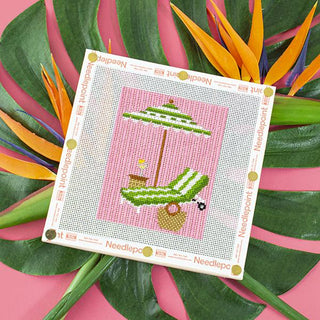 Palm Beach Chaise Printed Canvas Needlepoint To Go 
