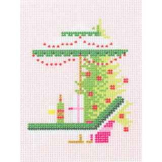 Palm Beach Christmas   Sun Lounger Canvas Printed Canvas Needlepoint To Go 
