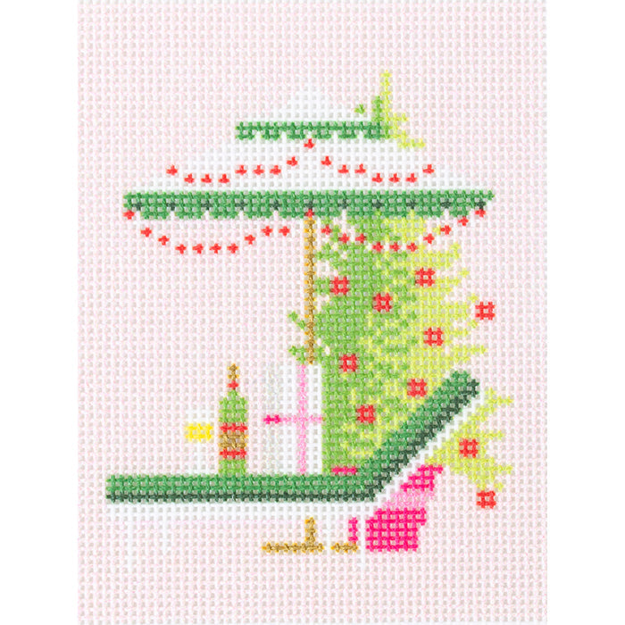 Palm Beach Christmas   Sun Lounger Canvas Printed Canvas Needlepoint To Go 
