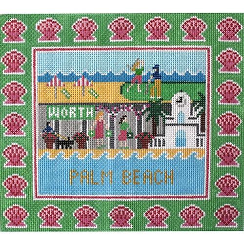 Palm Beach Square Painted Canvas Doolittle Stitchery 