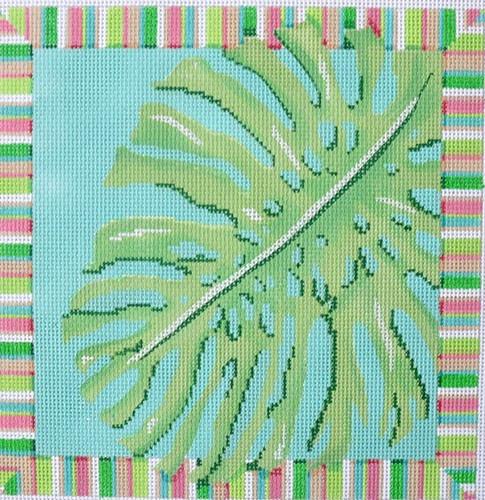 Palm Leaf / Stripe Painted Canvas Associated Talents  - 1