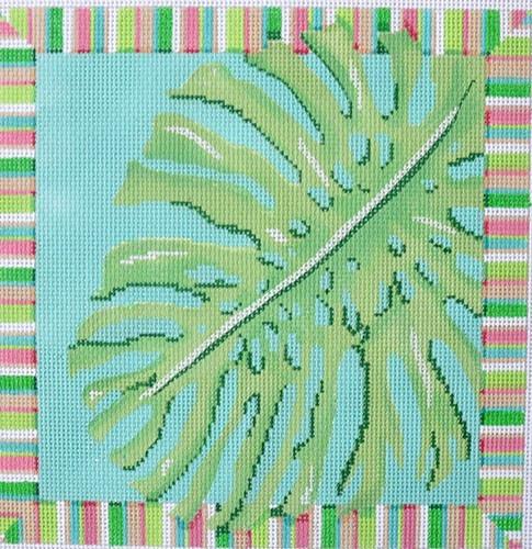 Palm Leaf / Stripe Painted Canvas Associated Talents 