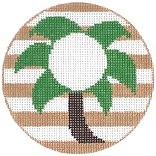 Palm Tree Monogram Round Painted Canvas Rachel Donley 