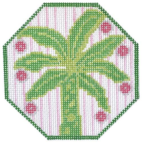 Palm Tree Painted Canvas Two Sisters Needlepoint 