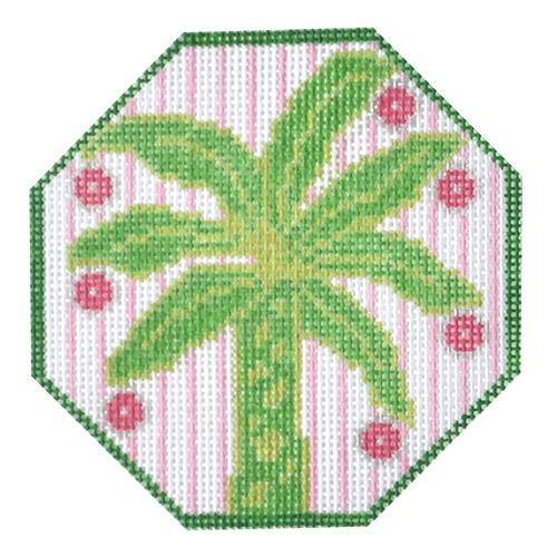Palm Tree Painted Canvas Two Sisters Needlepoint 