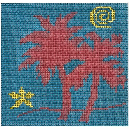 Palm Tree Series - Fuchsia Painted Canvas Danji Designs 