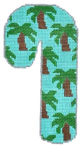 Palm Trees Candy Cane Painted Canvas Danji Designs 