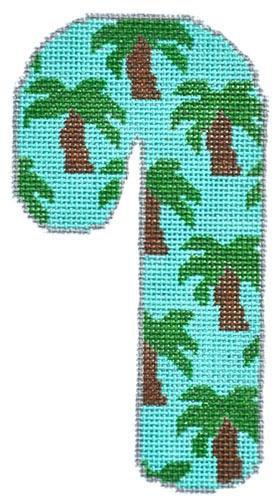 Palm Trees Candy Cane Painted Canvas Danji Designs  - 1
