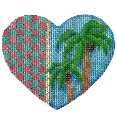 Palm Trees / Checks Heart Painted Canvas Associated Talents 