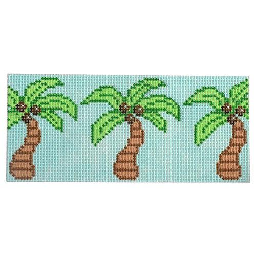 Palm Trees on Blue Painted Canvas Two Sisters Needlepoint 