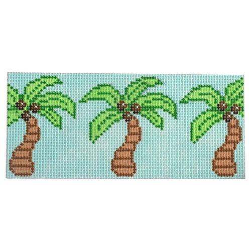 Palm Trees on Blue Painted Canvas Two Sisters Needlepoint 

