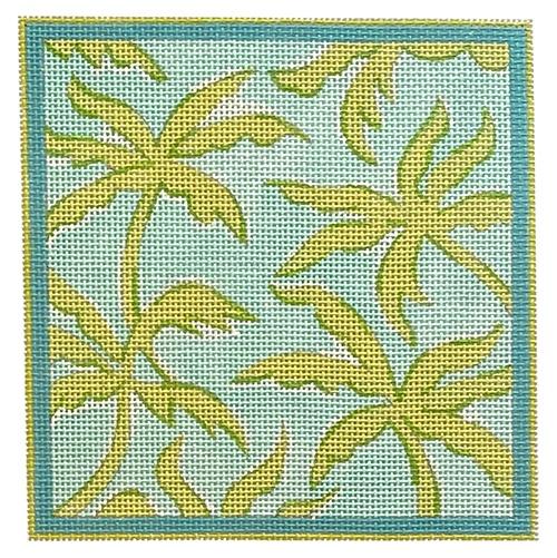 Palms - Turquoise and Greens Painted Canvas Kate Dickerson Needlepoint Collections 