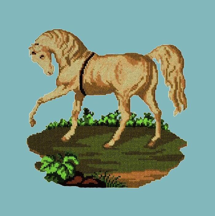 Palomino Horse Needlepoint Kit Kits Elizabeth Bradley Design Duck Egg Blue 
