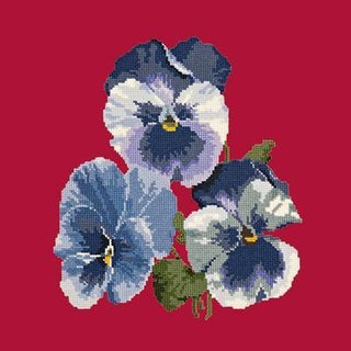 Pansies Needlepoint Kit Kits Elizabeth Bradley Design Bright Red 

