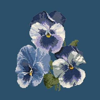 Pansies Needlepoint Kit Kits Elizabeth Bradley Design Dark Blue 
