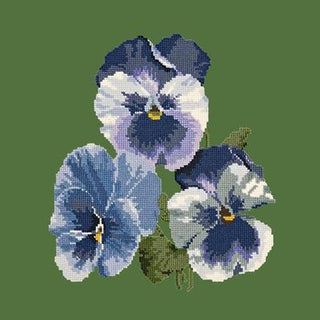 Pansies Needlepoint Kit Kits Elizabeth Bradley Design Dark Green 
