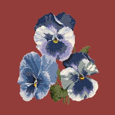 Pansies Needlepoint Kit Kits Elizabeth Bradley Design Dark Red 
