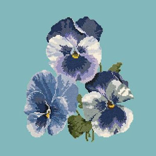 Pansies Needlepoint Kit Kits Elizabeth Bradley Design Duck Egg Blue 
