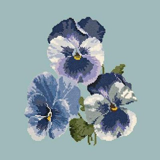 Pansies Needlepoint Kit Kits Elizabeth Bradley Design Pale Blue 
