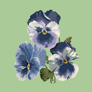 Pansies Needlepoint Kit Kits Elizabeth Bradley Design Pale Green 
