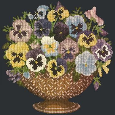 Pansy Bowl Needlepoint Kit Kits Elizabeth Bradley Design Black 
