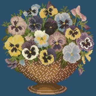 Pansy Bowl Needlepoint Kit Kits Elizabeth Bradley Design Dark Blue 
