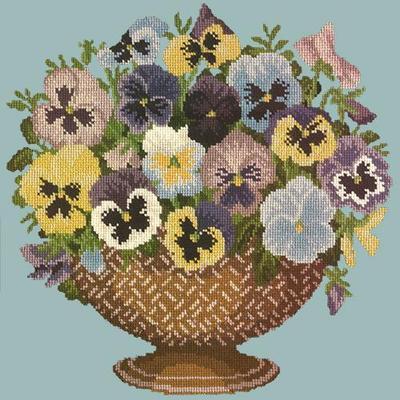 Pansy Bowl Needlepoint Kit Kits Elizabeth Bradley Design Pale Blue 
