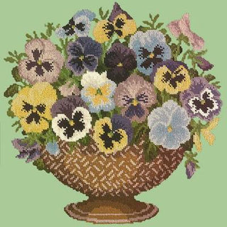 Pansy Bowl Needlepoint Kit Kits Elizabeth Bradley Design Pale Green 
