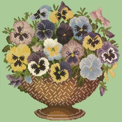 Pansy Bowl Needlepoint Kit Kits Elizabeth Bradley Design Pale Green 
